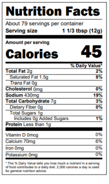 Nutrition Facts