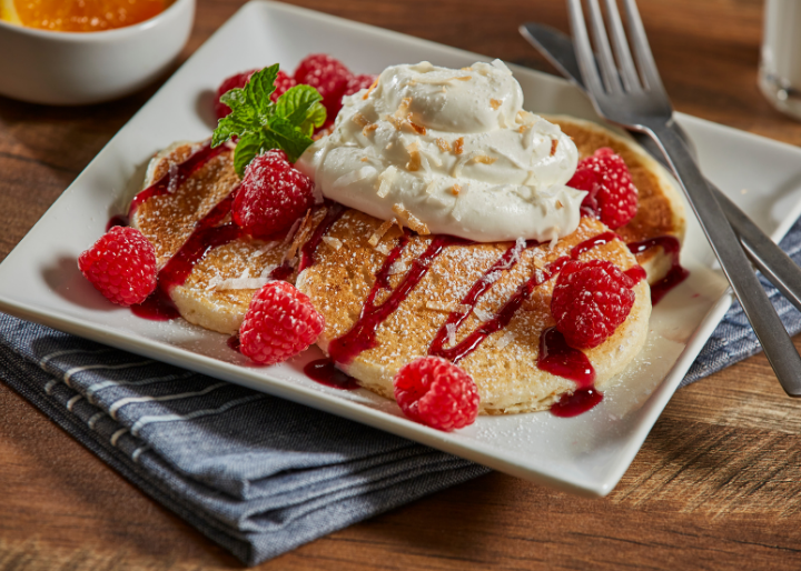 Coconut Raspberry Pancakes