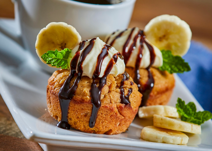 Peanut Butter Banana Muffins with Chocolate Drizzle