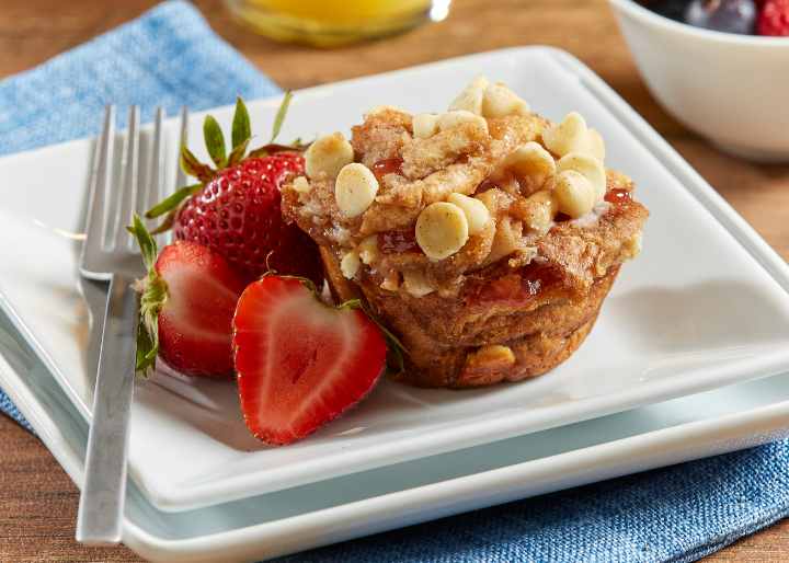 Strawberry White Chocolate Bread Pudding Muffins